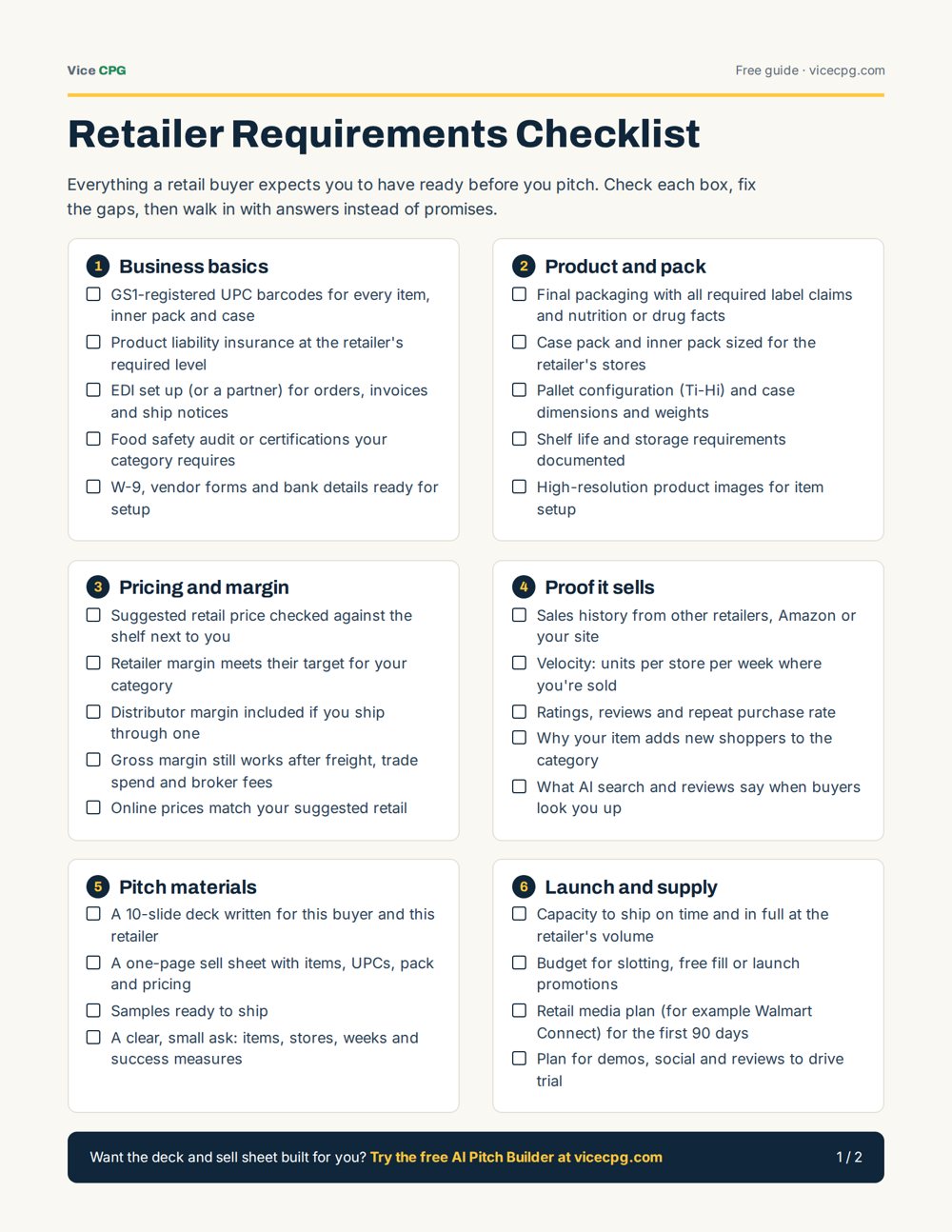 Retailer Requirements Checklist preview